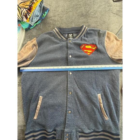 DC Comics Superman Mens XL Varsity Jacket Vintage Pockets Embroidered Logo - Picture 6 of 9